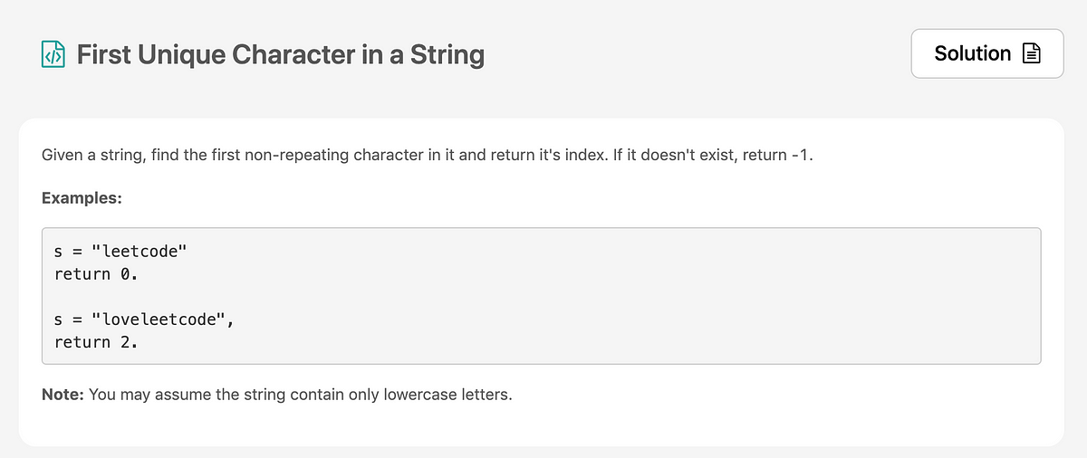 How to find the first unique character in a string by rakesh narang 