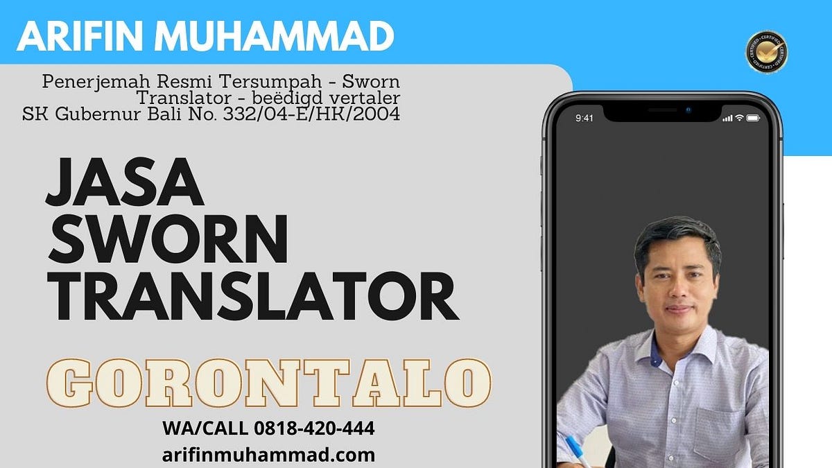 Resmi Jasa Sworn Translator Gorontalo — Hub. 0818420444, Arifin Muhammad Penerjemah