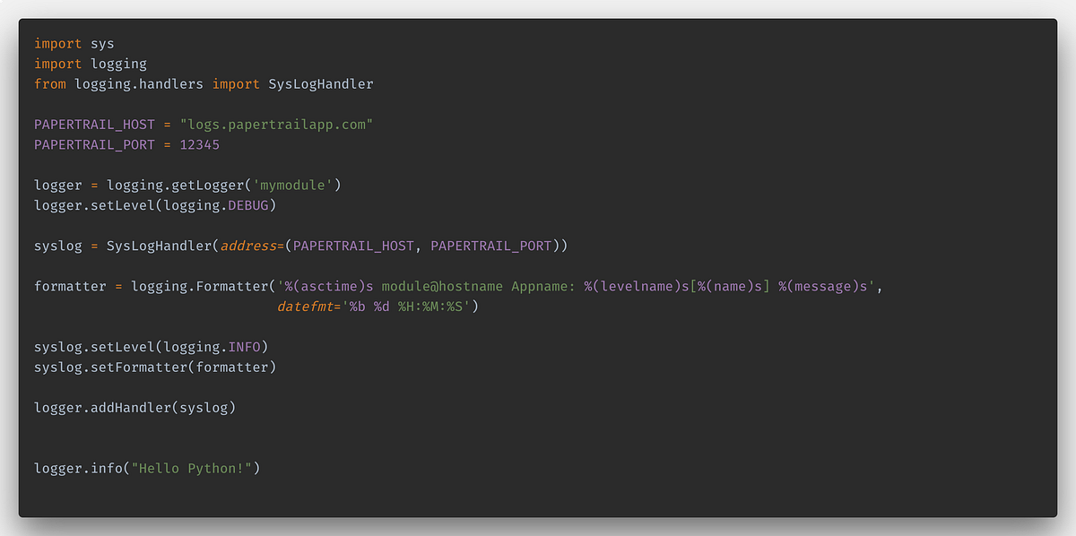 Logging to Papertrail from Python | by Abu Ashraf Masnun | Medium