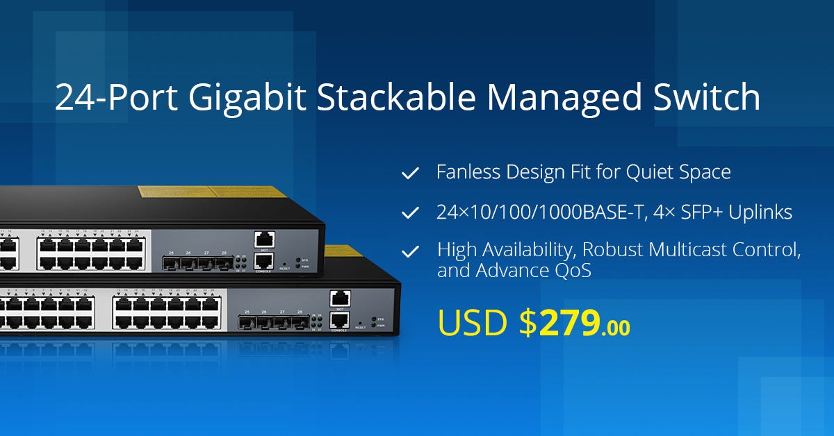 FS 24-Port Gigabit Stackable Managed Enterprise Ethernet Switch