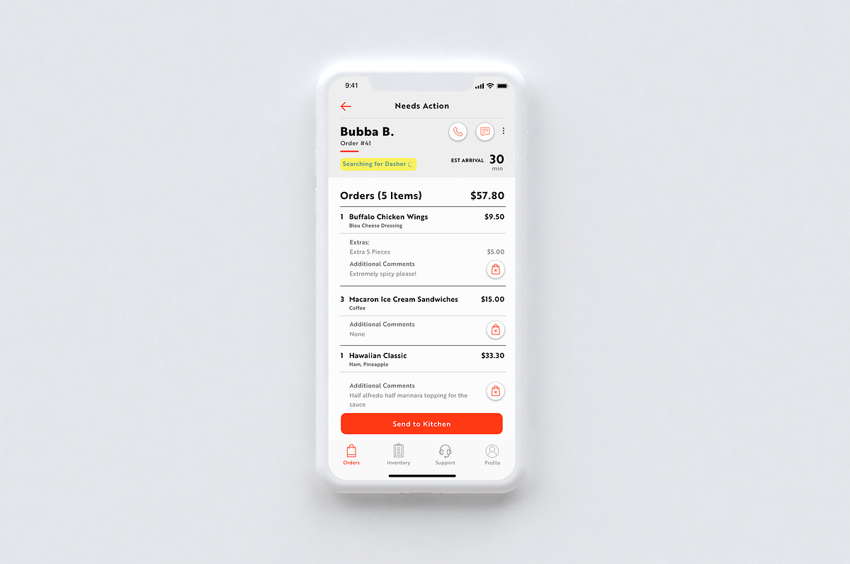 My DoorDash order manager redesign — a UX case study by Brian Lin