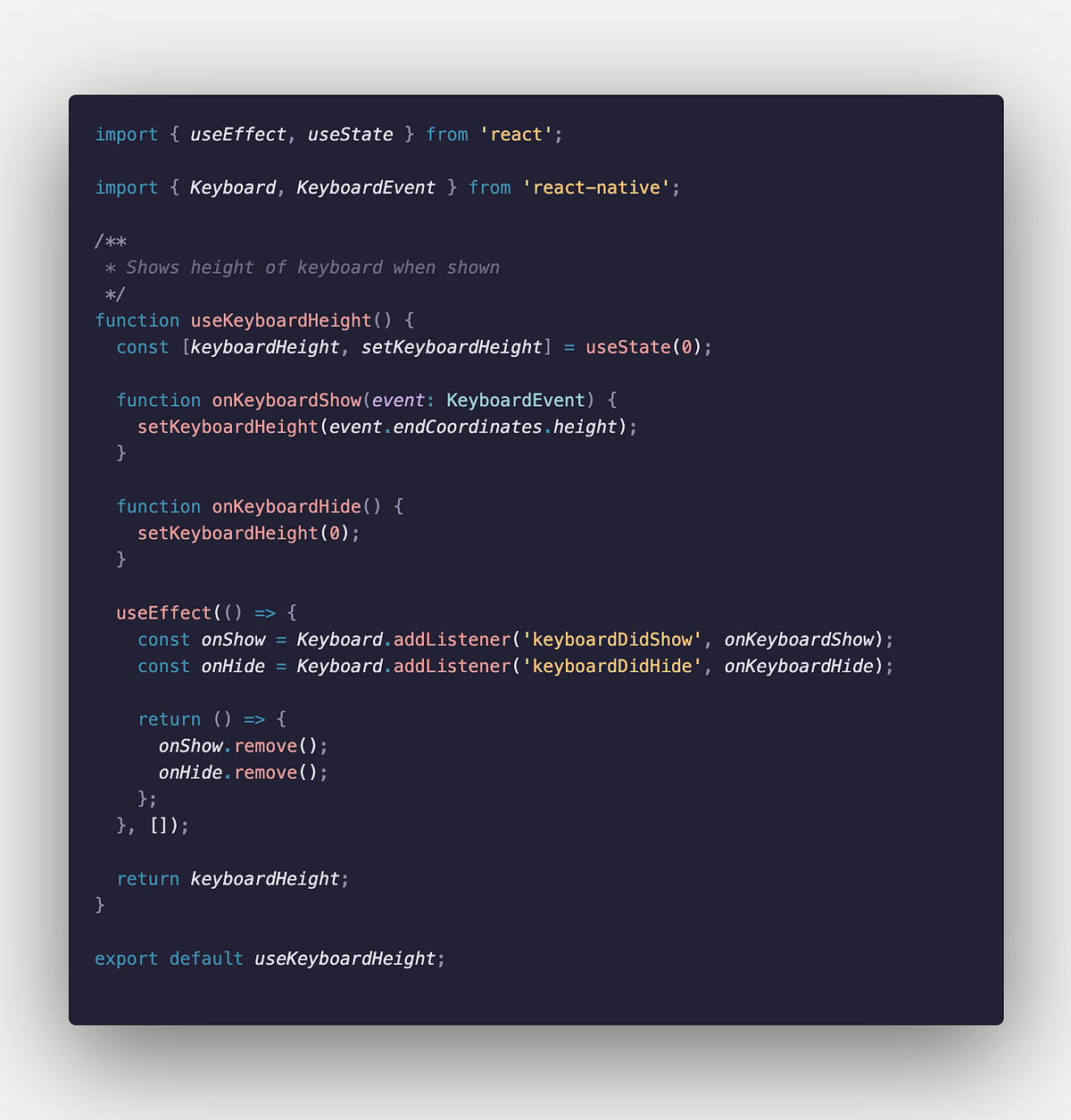 Get height of keyboard on your react native app - Ashwin Bordoloi - Medium