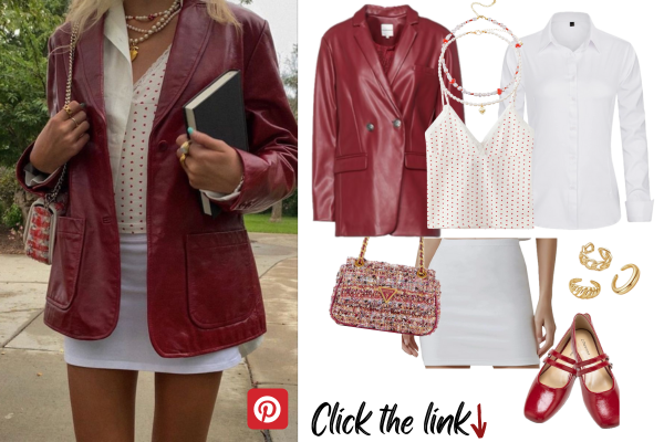 Valentines day outfits Ideas : Red leather blazer, by Leean, Jan, 2024