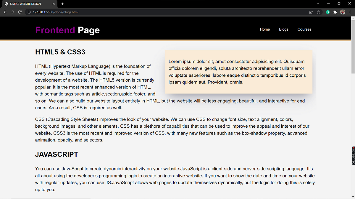 A simple website with HTML & CSS. Because I am new to frontend… | by ...