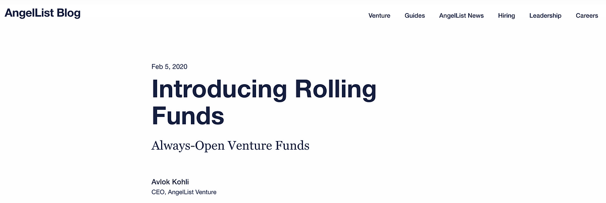 Thumbnail of Some Thoughts On Rolling Funds