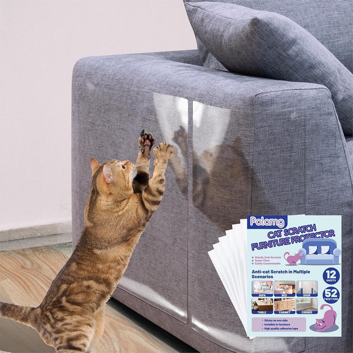 Anti Cat Scratch Furniture Protector 12 Pack Single Side Couch