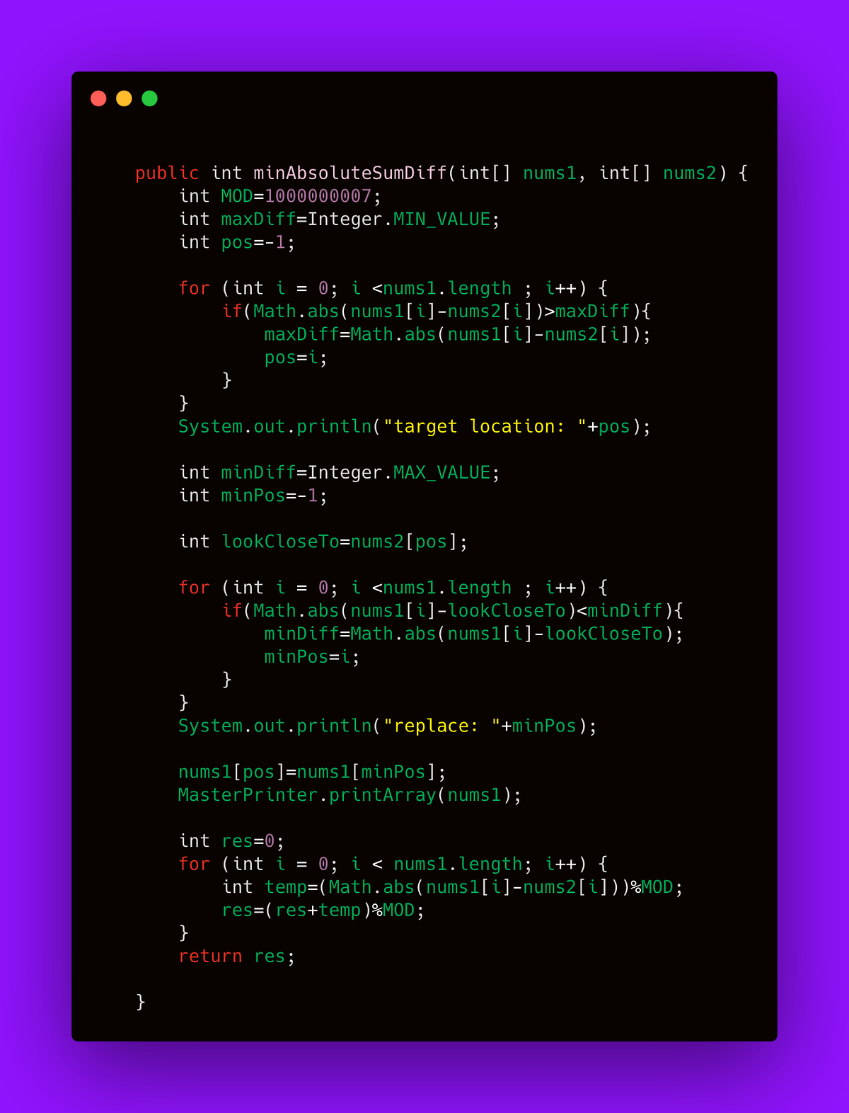 Minimum Absolute Sum Difference. You are given two positive integer ...