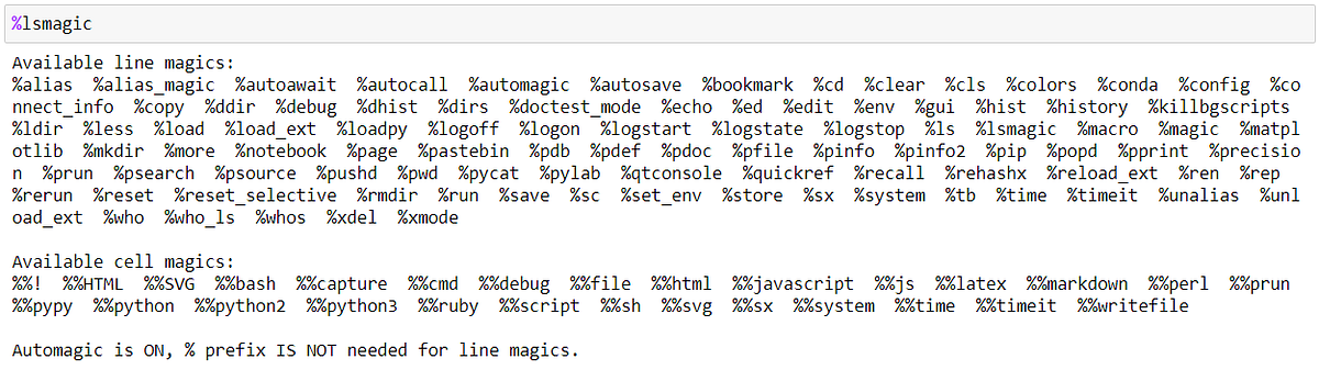 %magic commands for Jupyter Notebook Users | by Smriti Changulani ...