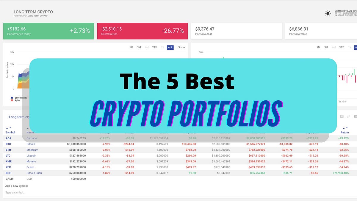 Person analyzing crypto portfolio on a laptop screen with charts and graphs