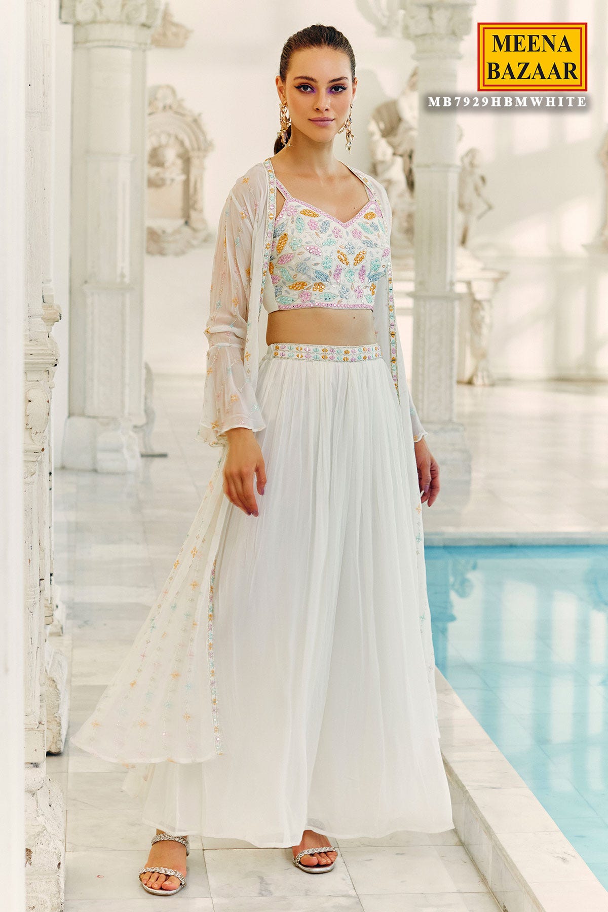 Megha White Embroidery Co-ord set