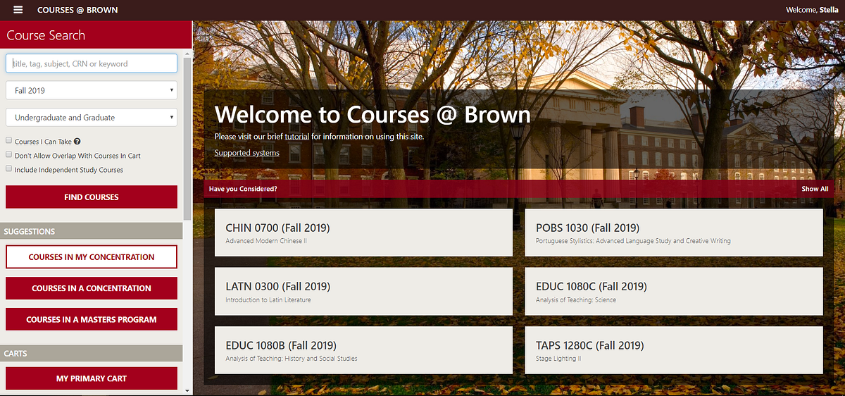User Experience @ Courses @ Brown | by Stella Li | Medium