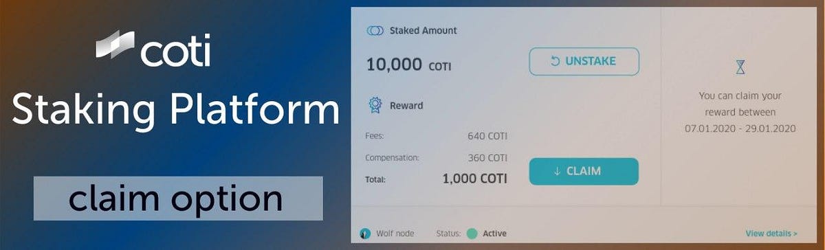 The Claim Option for Stakers is Now Available In The COTI MainNet ...