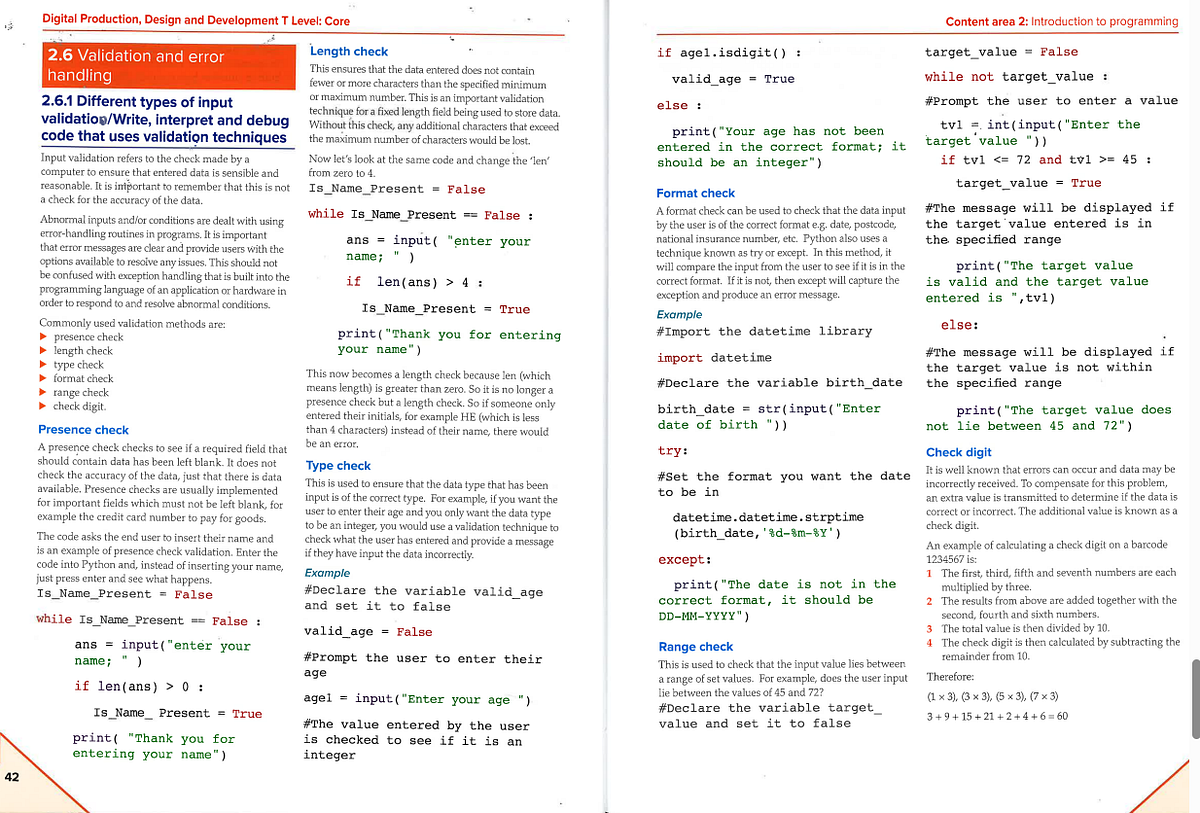 Validation and Error Handling:. Presence Check, Length Check, Type ...