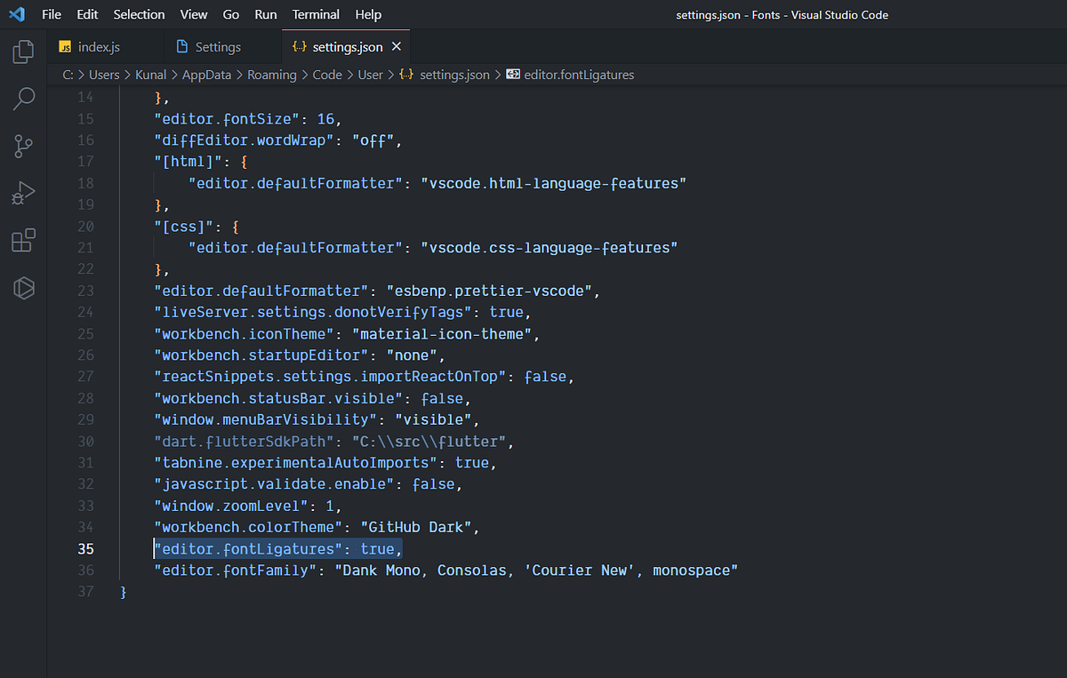 How To Change/Install Font In VS Code Editor (Windows) by Kunal Ukey