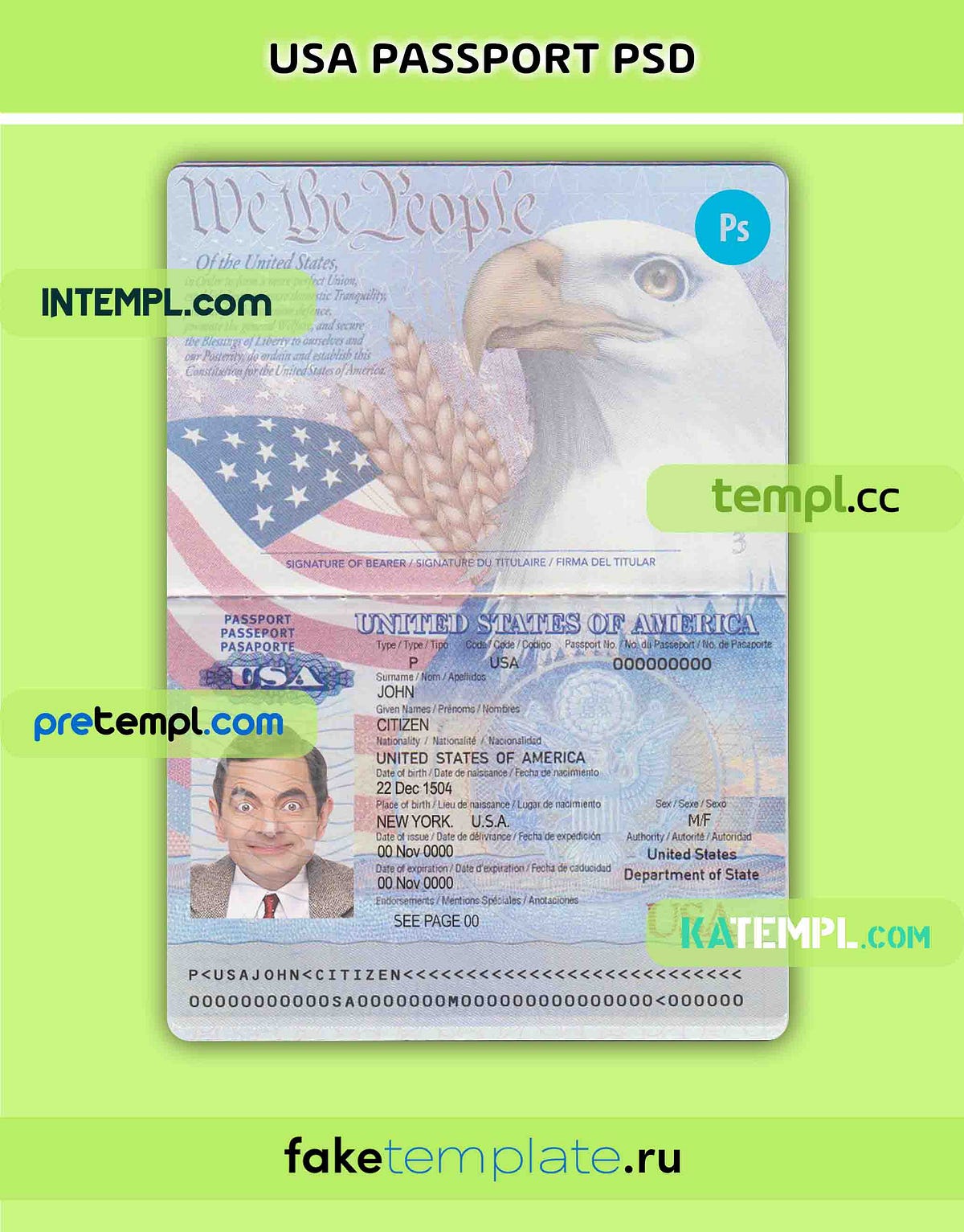 USA passport PSD download template, 2007–2022 | by Intempl store | Medium