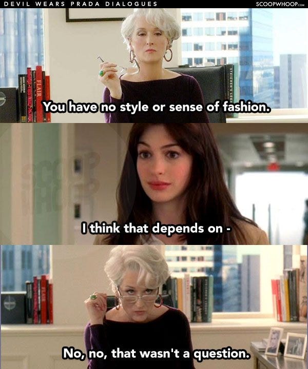 THE DEVIL WEARS PRADA: a question of identity and values | by Arianna  Zanini | Medium