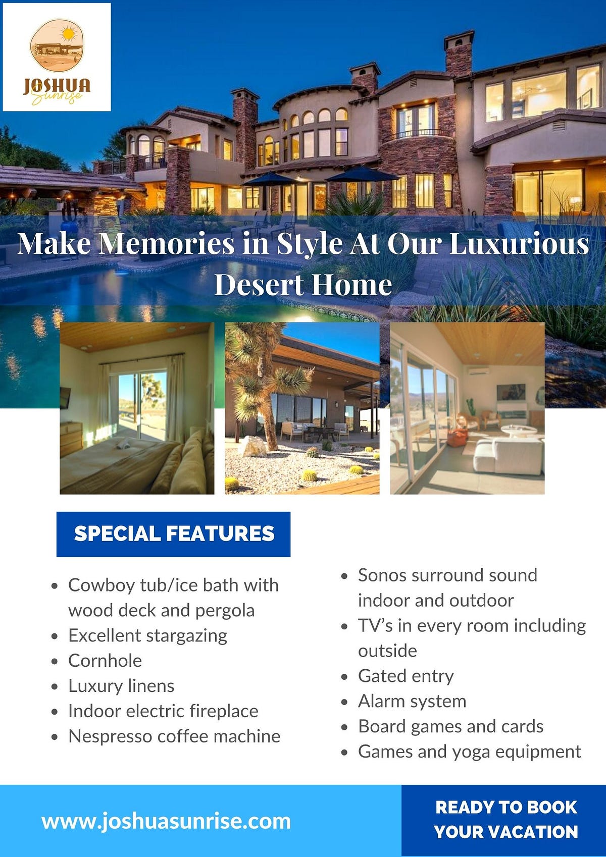 Book Luxury Vacation Rentals Joshua Tree — Joshua Sunrise Joshua