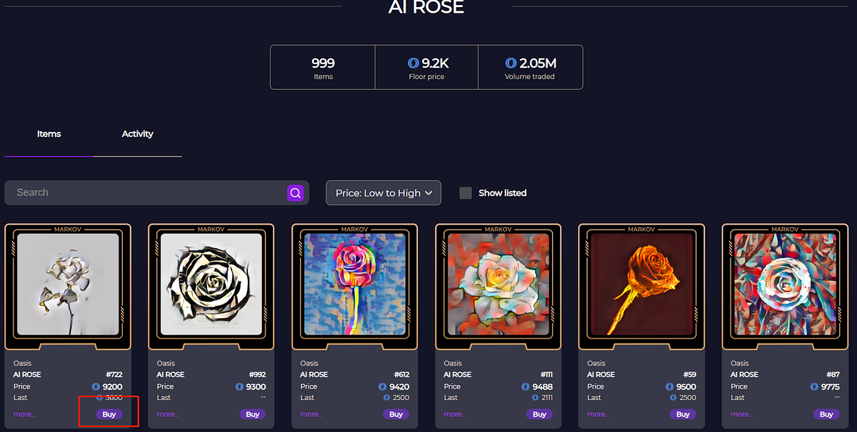 如何交易AI ROSE NFT - White - Medium