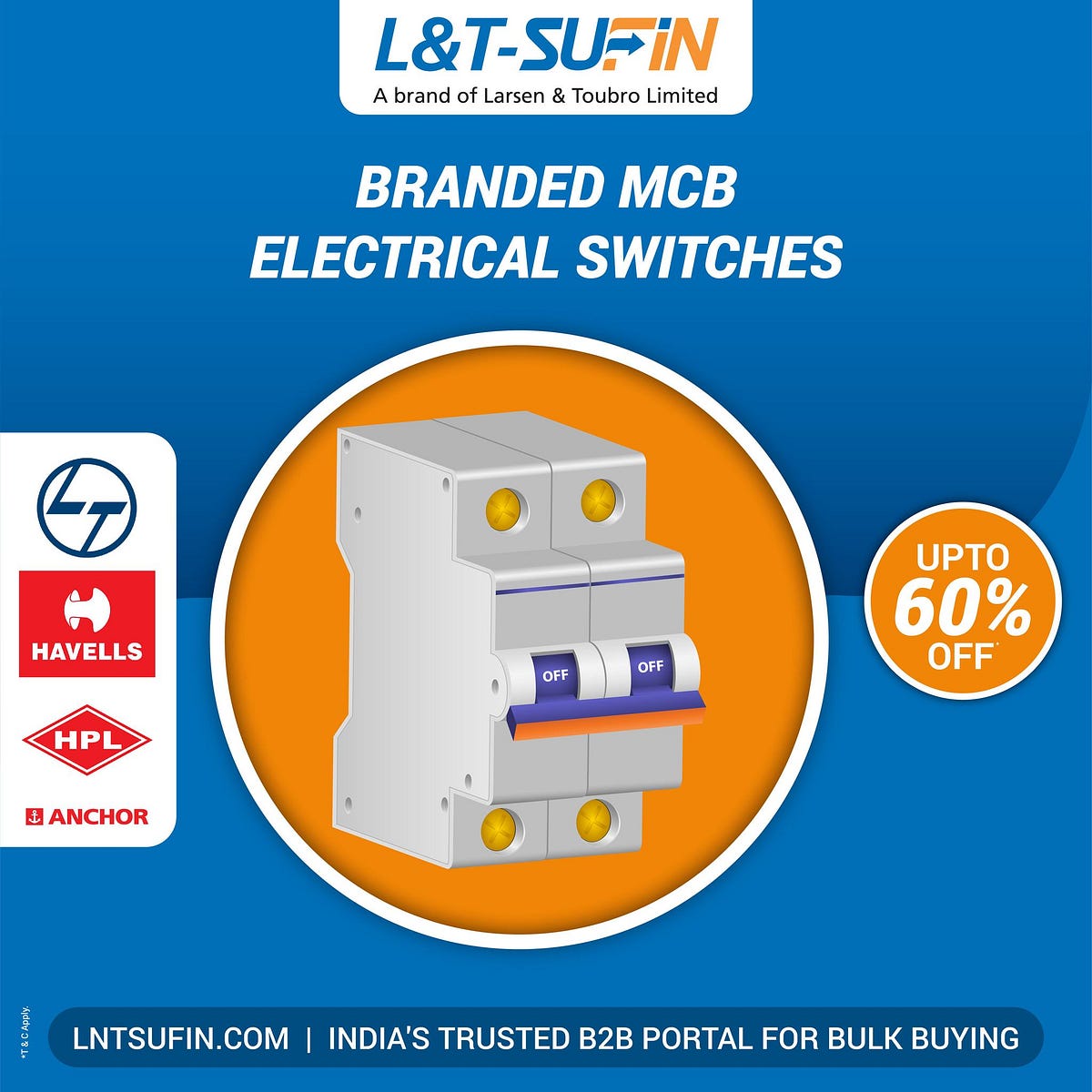 Buy MCB Switches - L&T SuFin - Medium