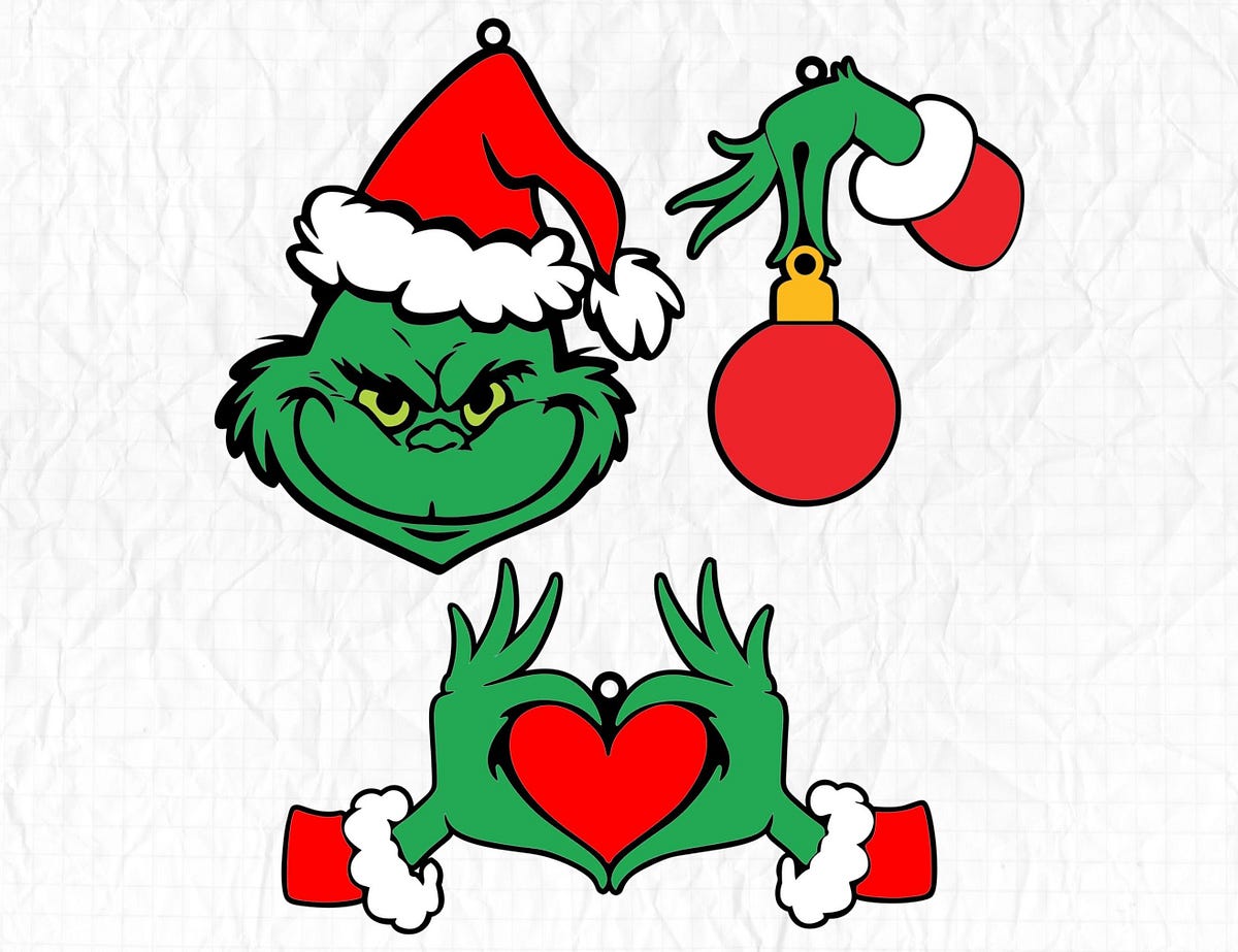 Grinch SVG bundle, Grinch Christmas Ornament SVG files, Laser cut files