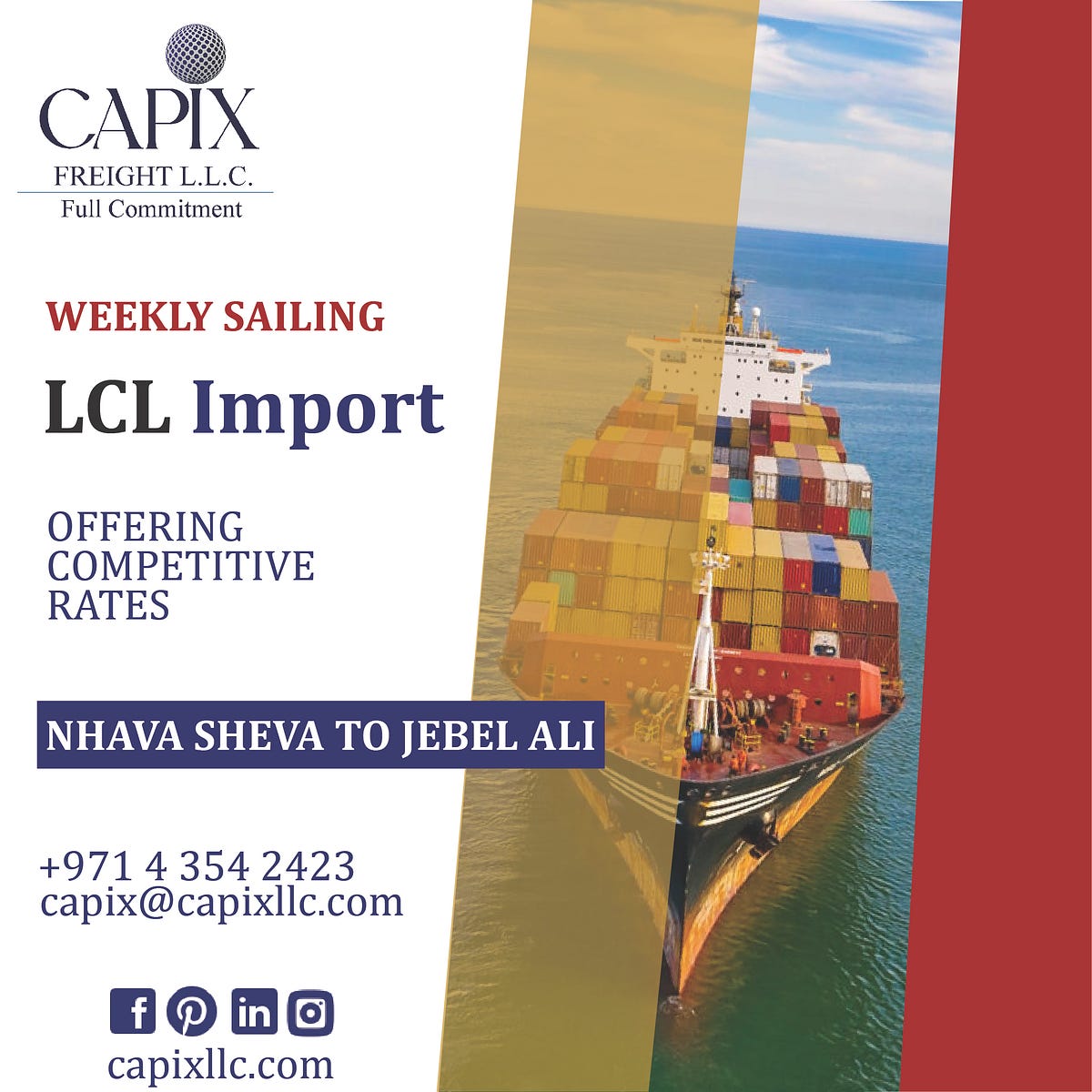 Professional LCL Import Services from Nhava Sheva to Jebel Ali Capix