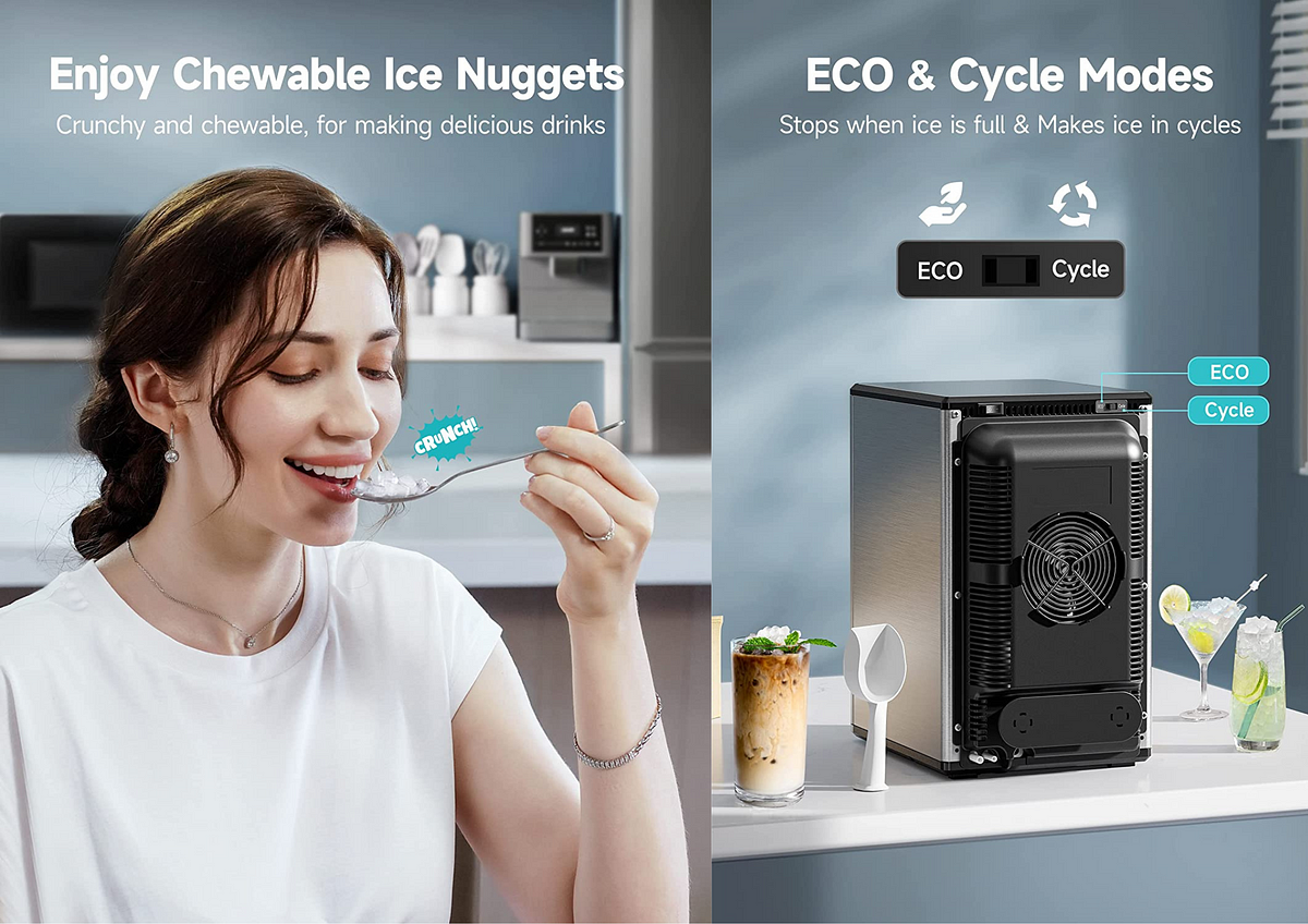  HiCOZY Dual-Mode Nugget Ice Maker Countertop, Compact