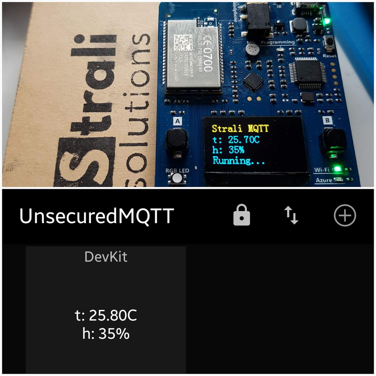 IoT — temperature and humidity sensor example using MXDevKit and Custom
