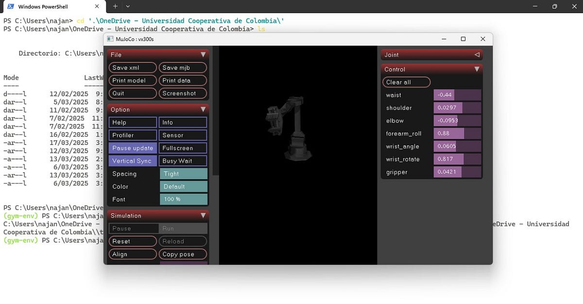 Simulation and control of a robotic arm (ViperX 300 6DOF) in virtual ...