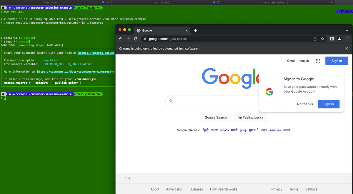 Quick start to cucumber.js + selenium.js by ganesh kumar ramachandran