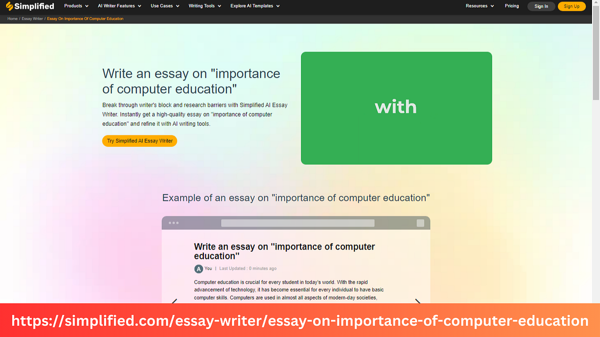 Importance Of Computer Education Essay Importance Of Computer Education Essay