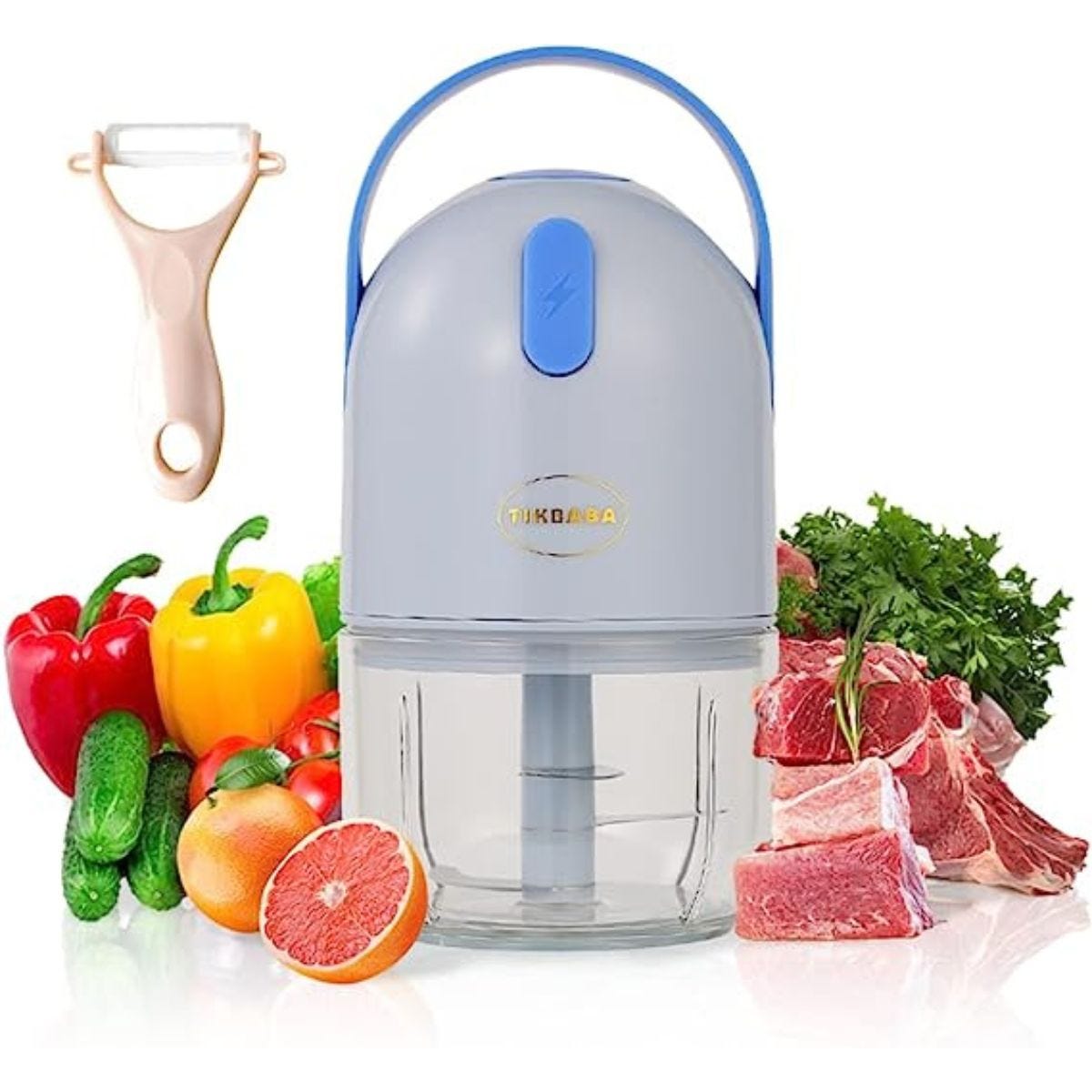TIKBABA Electric Food Processor Effortlessly Chop, Slice, and Blend Powerful Battery 3