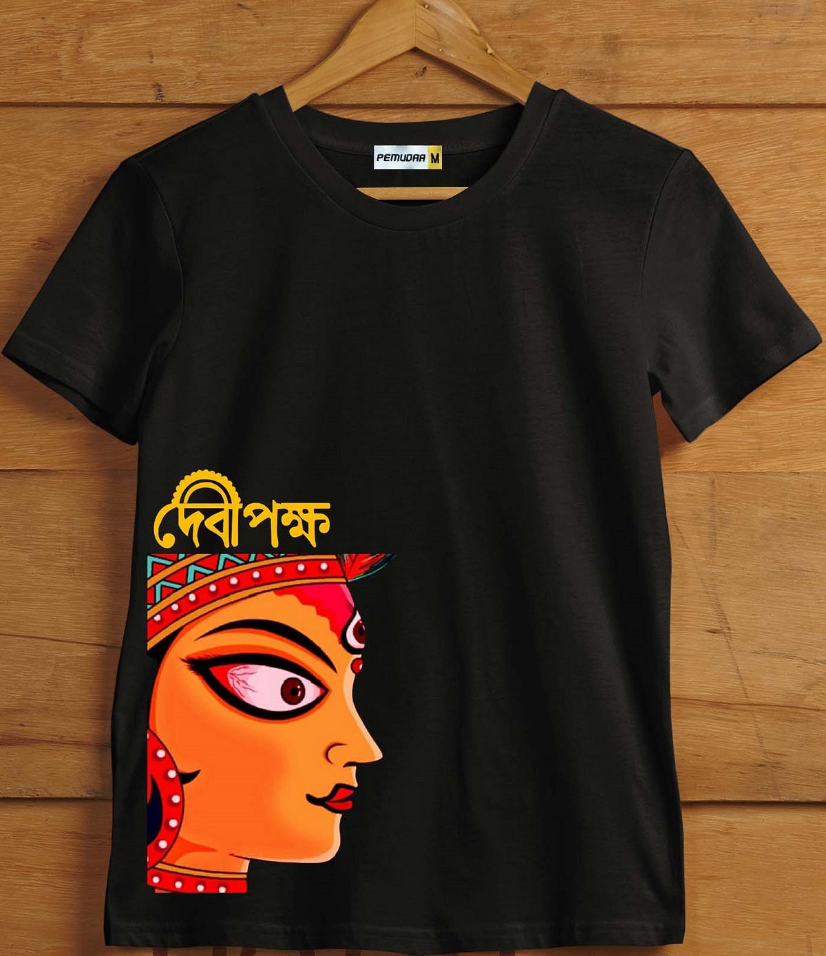 White short top with Durga Matha motif