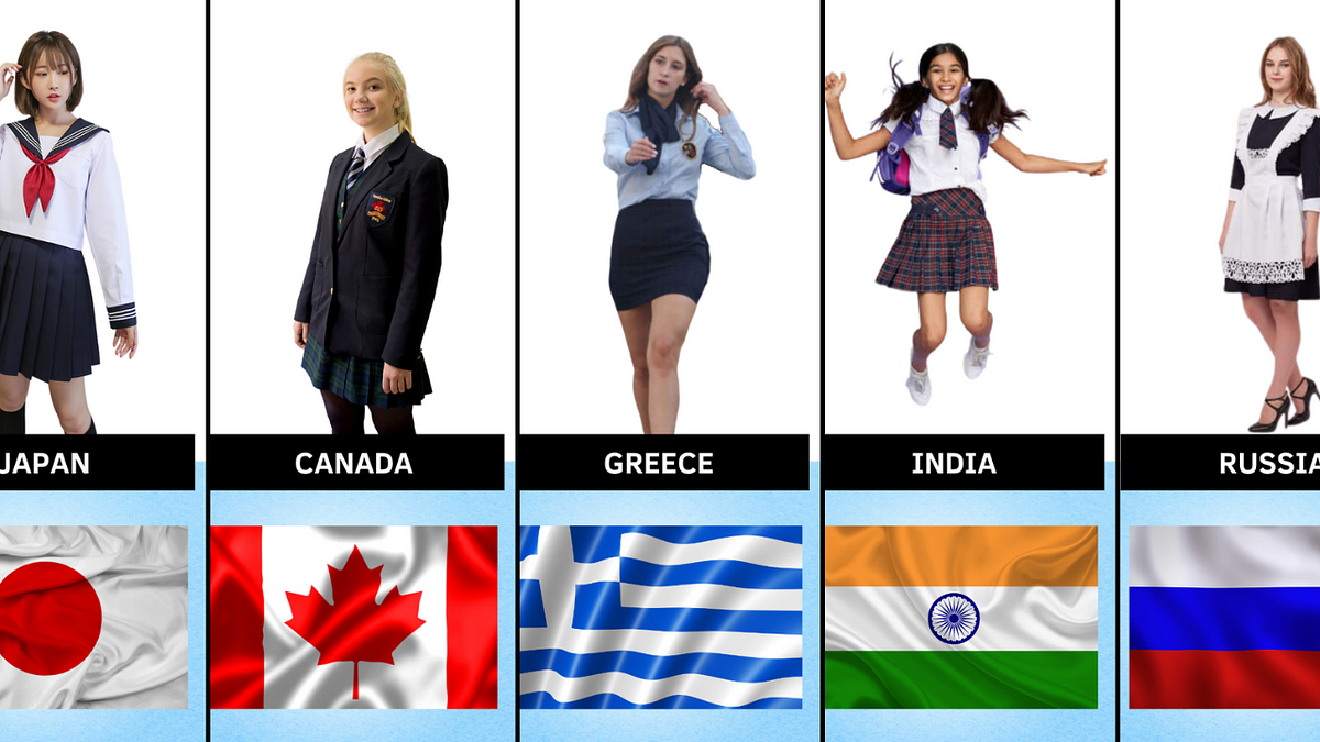 Girls in School Uniform From Different CountriesGirls in School Uniform