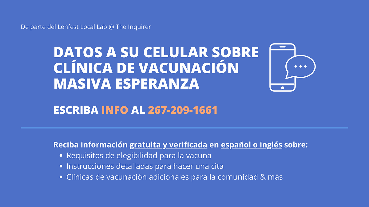 Prioritizing action: How we created a bilingual texting service to help get  people vaccinated., by Kelly Brennan, The Lenfest Local Lab @ The  Inquirer