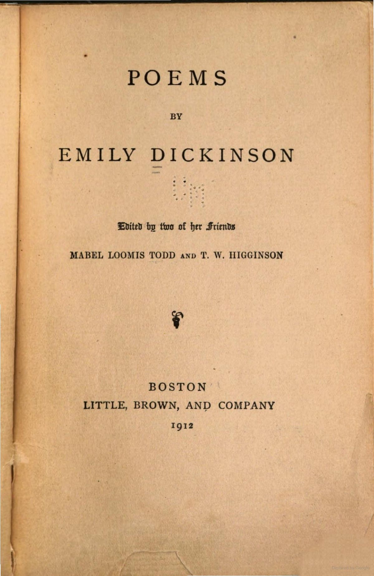 “Poems” By Emily Dickinson. A collection of Dickinson’s influential ...