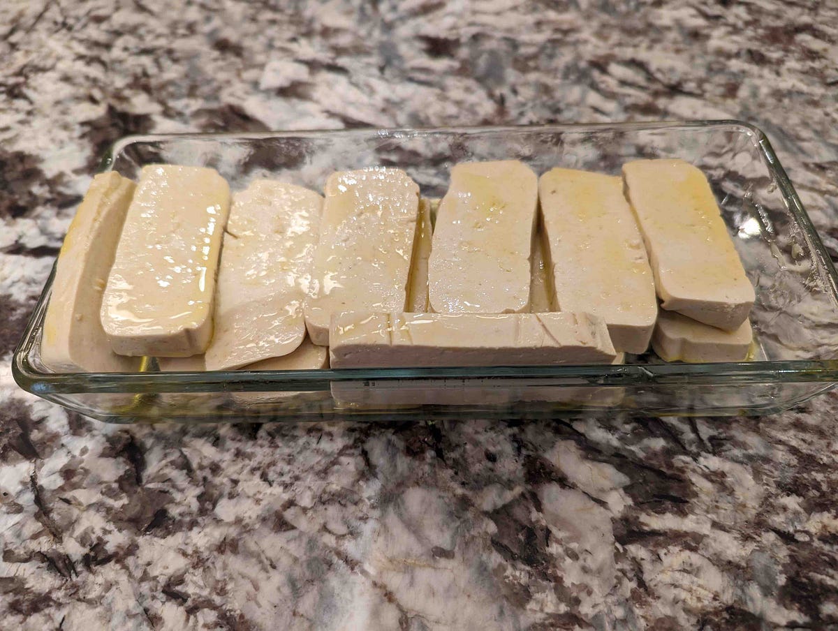 Marinated Tofu Slices. low carb vegan recipe by M x 3 Low Carb