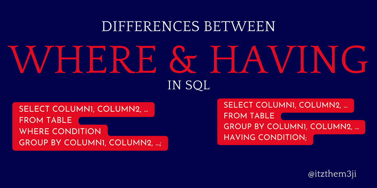 Differences between where and having in sql by dimeji medium