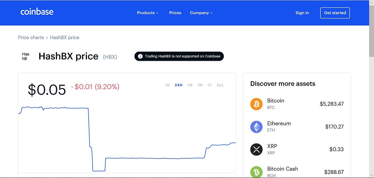 CoinBase Showing Price list of HashBX Token | by Hashbx Global | Medium