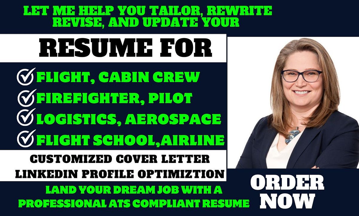 I will craft a flight resume, cabin crew flight school, logistics, fintech firefighter CV