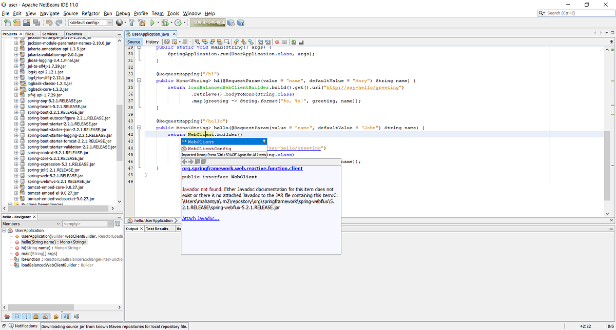 Apache NetBeans — viewing JavaDoc of JARs in Maven repositories by
