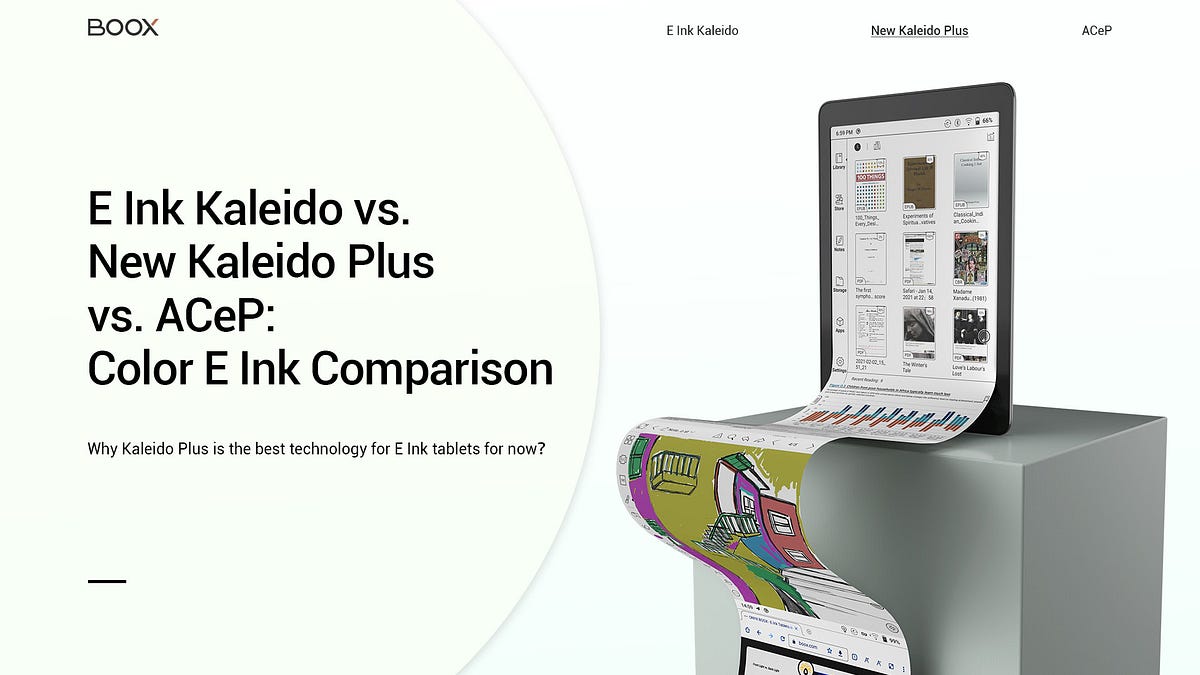 E Ink Kaleido vs. New Kaleido Plus vs. ACeP Color E Ink Comparison