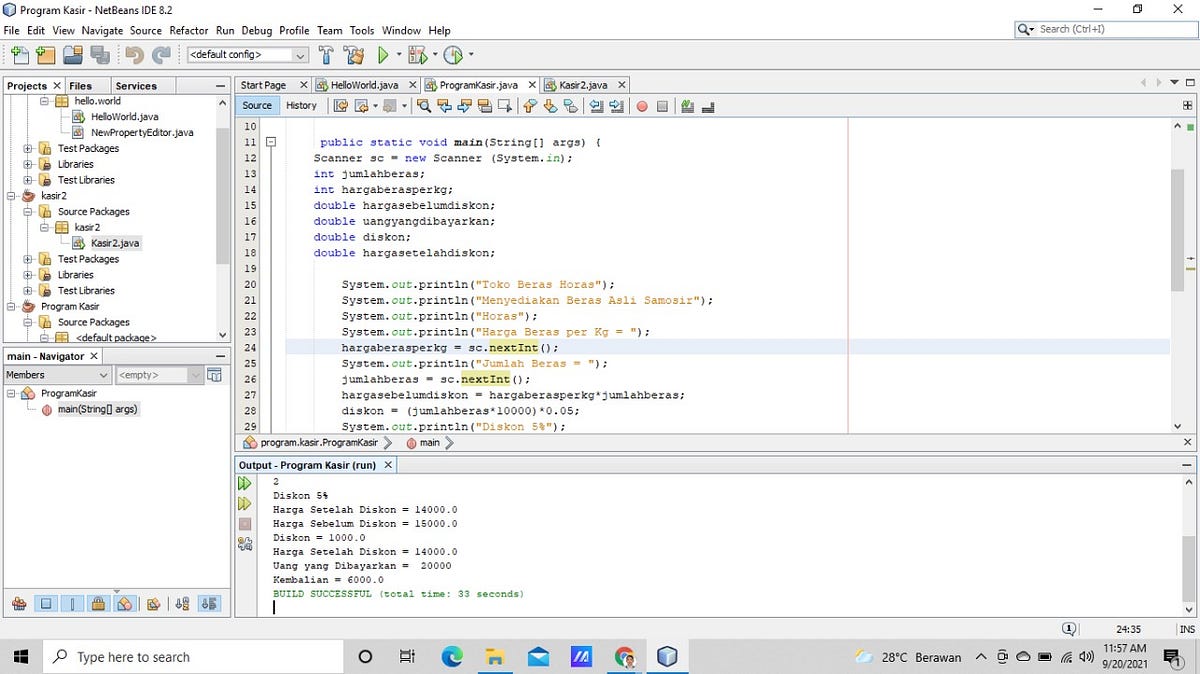 Program Kasir Sederhana dengan bahasa Java - Horas Tampubolon - Medium