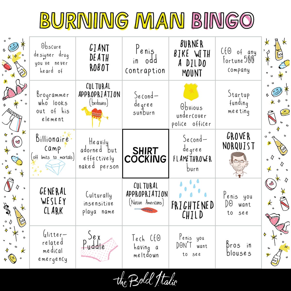 Image of: The Burning Man Bingo Card