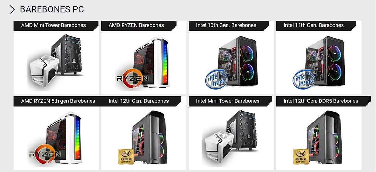What are the Barebones desktop computer systems — their features