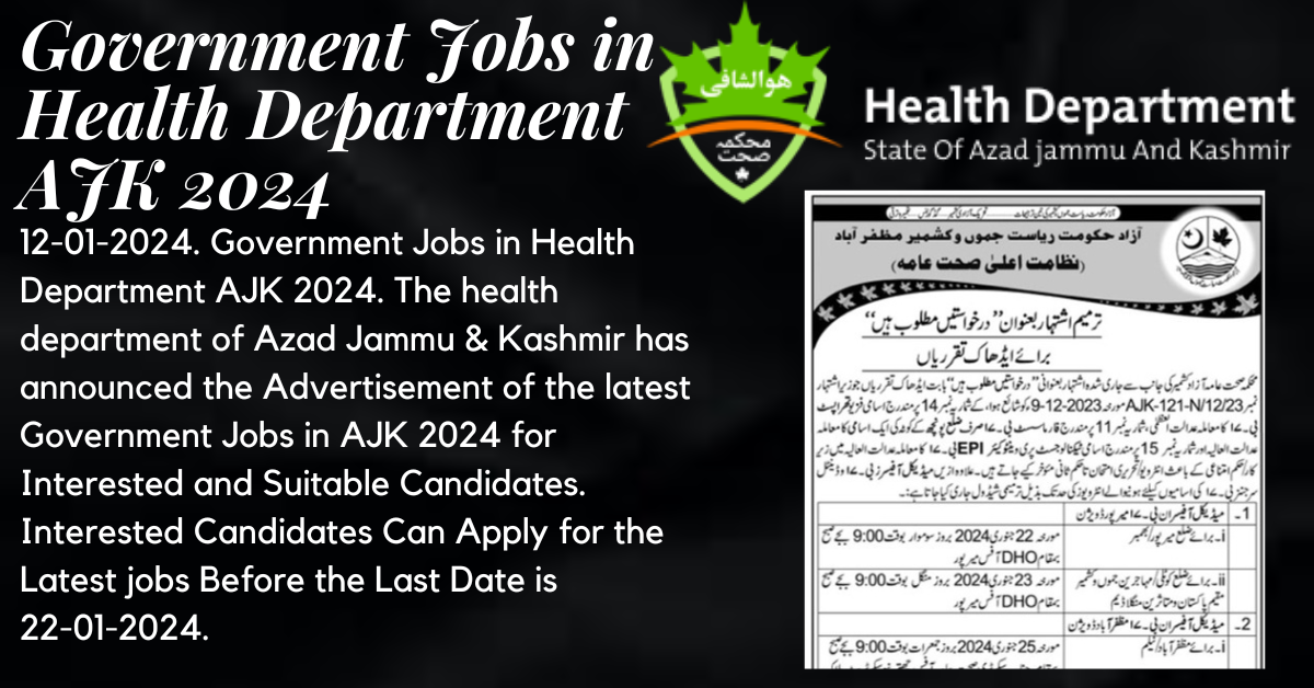 Government Jobs in Health Department AJK 2024