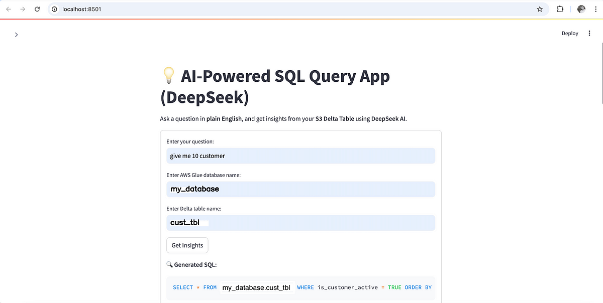 Building an AI-Powered SQL Query App Using DeepSeek and Streamlit | by ...