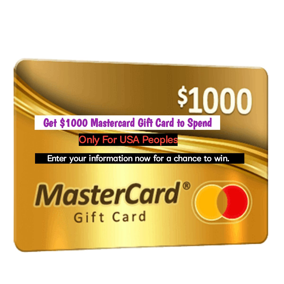 Free Giveaway For USA Peoples(Get 1000 Mastercard Gift Card to Spend