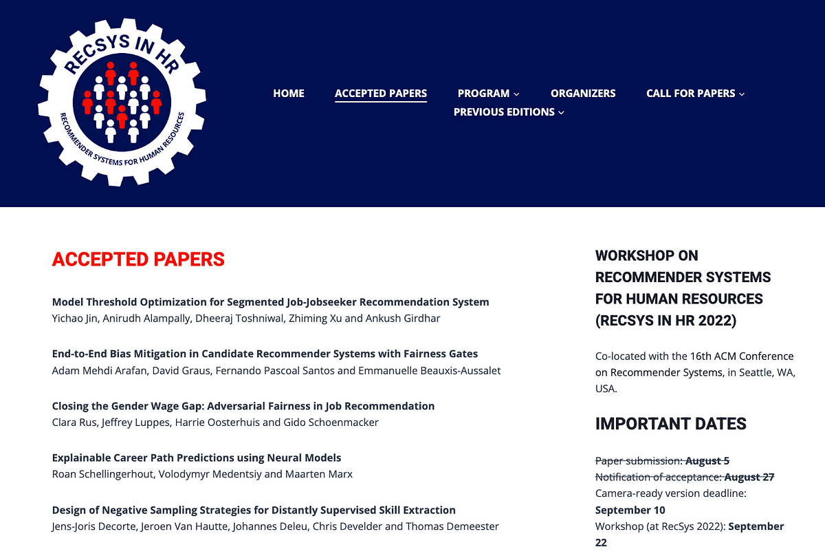 Three Papers Accepted at RecSys in HR 2022 by David Graus