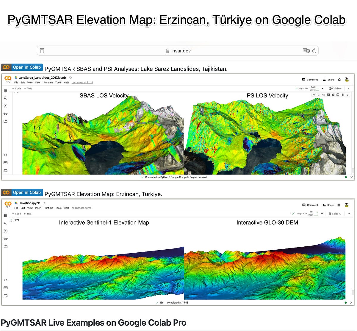 PyGMTSAR (Python InSAR) Elevation Map: Erzincan, Türkiye on Google ...