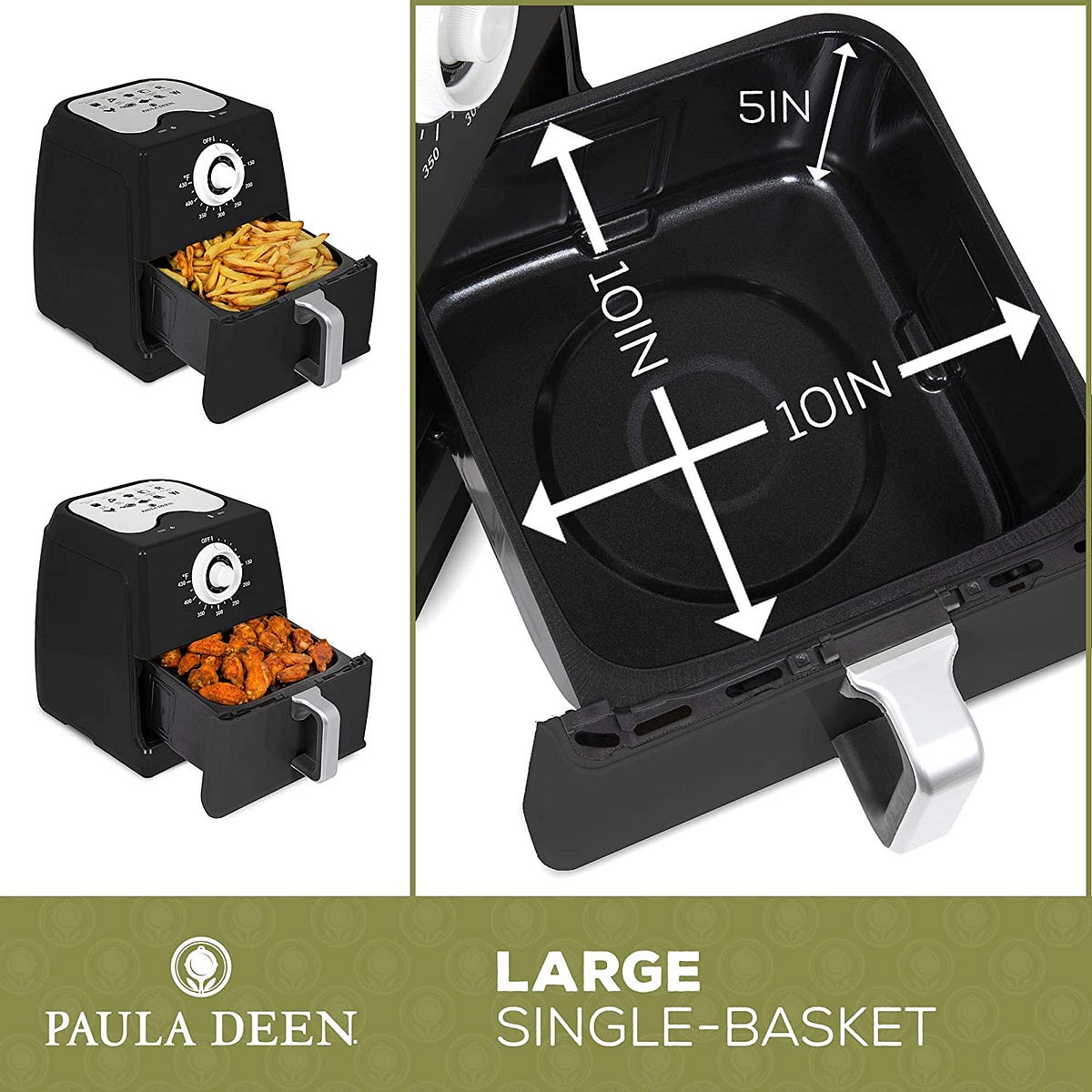 Paula Deen 8.5QT (1700 Watt) Large Air Fryer, Rapid Air Circulation